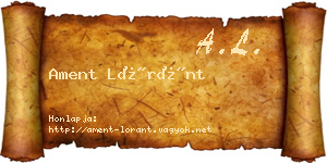 Ament Lóránt névjegykártya